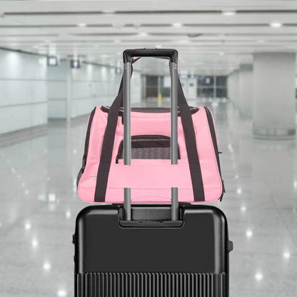 Pink Soft-Sided Cat Carrier, Airline Approved Pets Carrier for Big Cats & Small Dogs, Soft Kitten Travel Bag with Mesh Windows, Animal Carrier Up to 15 Lbs (Pink, Small)