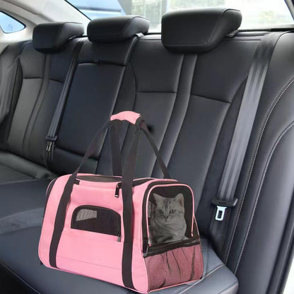 Pink Soft-Sided Cat Carrier, Airline Approved Pets Carrier for Big Cats & Small Dogs, Soft Kitten Travel Bag with Mesh Windows, Animal Carrier Up to 15 Lbs (Pink, Small)