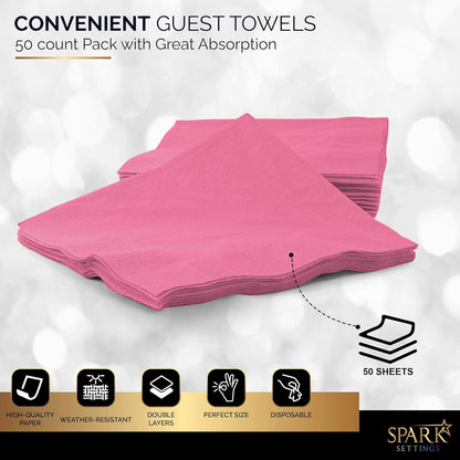 Amcrate Big Party Pack 40 Count Pink Dinner Napkins Tableware- Ideal for Wedding, Party, Birthday, Dinner, Lunch, Cocktails. (7” x 7”)