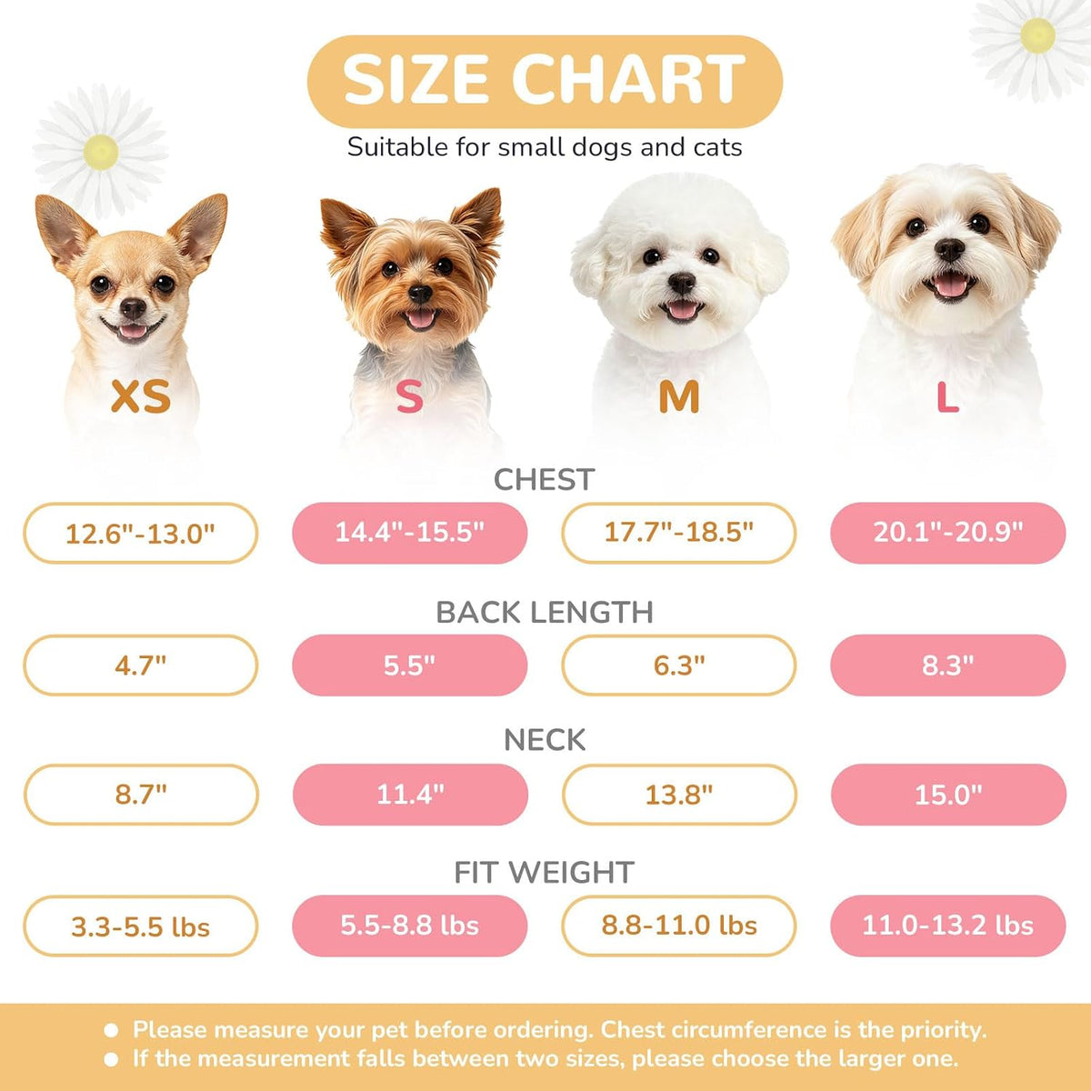 Dog Harness and Leash Set with Bow Knot No Pull Pet Daisy Floral Harness with D-Ring Soft Mesh Dog Harness Vest Set Escape Proof Princess Puppy Harness for Small Girl Dogs Cats（Pink XS）
