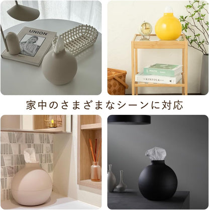 Paper Pot Tissue Case, Stylish and Cute, Paper Towel Holder, Toilet Paper Cover, Box, Tissue Compatible, Round, Peach, Pink, Made in Japan, Diameter 6.7 x Height 6.8 inches (17 cm) x