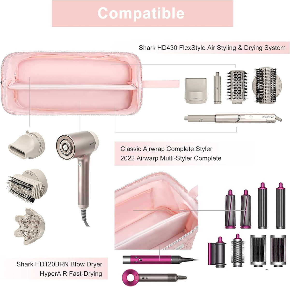 Hair Dryer Tools Travel Bag for Shark Flex Style Case Air Wrap
