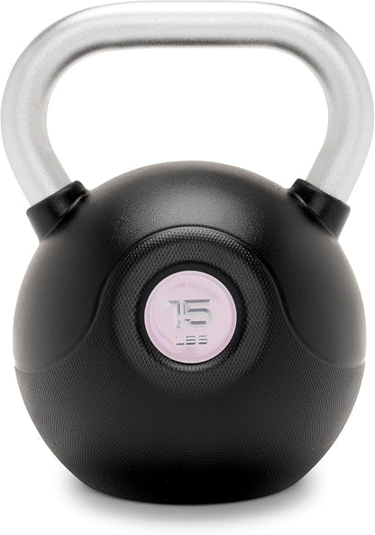 Commercial Grade PU Coated Kettlebell – 10 to 40 LB Single Weights with Textured Steel Handle, Flat Base – Strength Training for Full Body & Home Gym Workouts