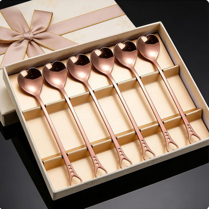jinyatu Stainless Steel Dessert Spoon Creative Cute Heart Shaped Espresso Spoons Kitchen Accessory for Cake Tea Sugar Ice Cream Fruit 8 pieces (rose gold)