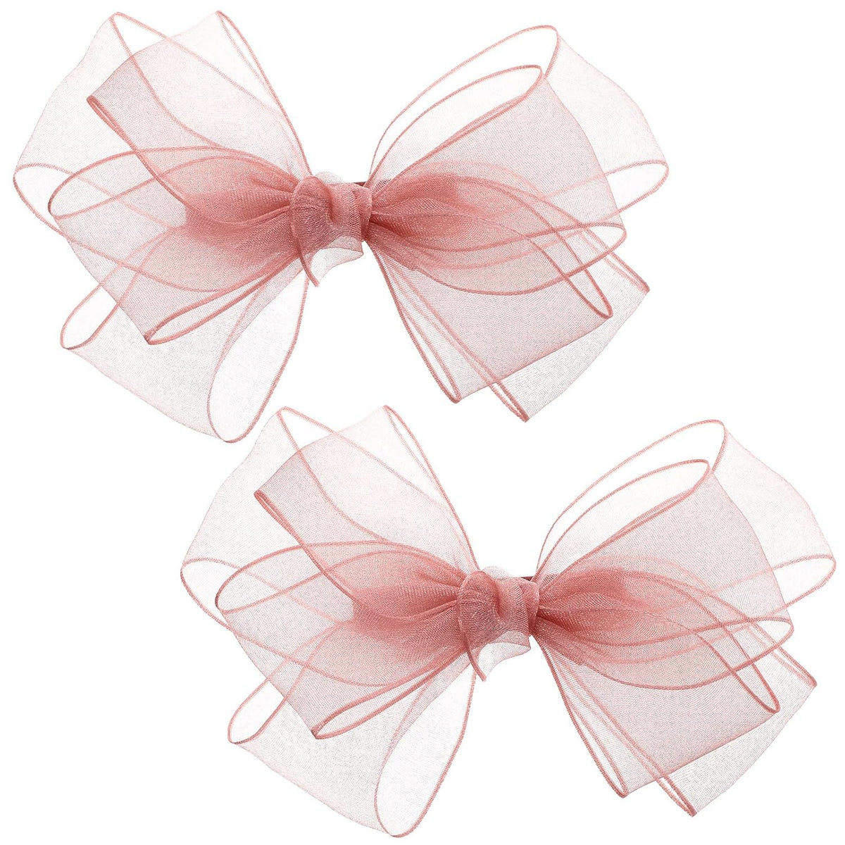 2 Pcs Pink Bow Hair Clips 5.91 Inch Handmade Mesh Tulle Hair Accessories for Girls Women Kids Birthday Party Holiday Gift