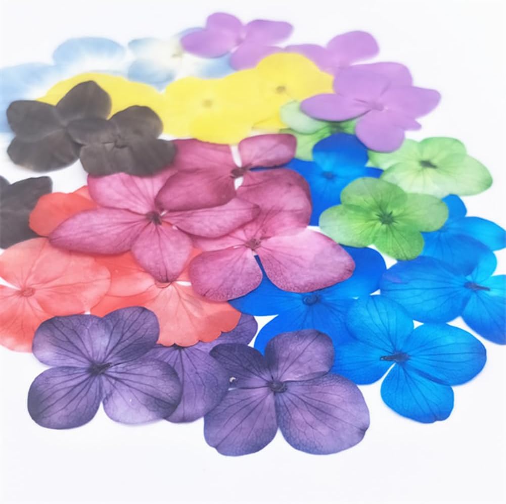Pink Hydrangea Dried Flowers, 96Pcs Natural Dried Pressed Flower Petals for Resin Art Scrapbooking Jewelry Making DIY Crafts