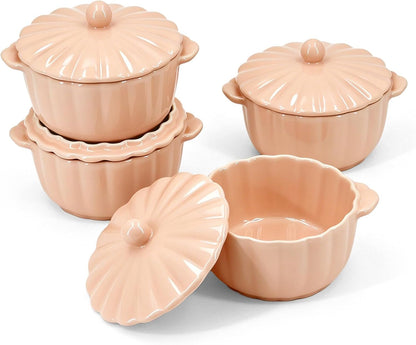 Scallop Edge Mini Cocotte Casserole Set of 4 (Soft Pink)