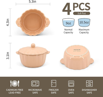 Scallop Edge Mini Cocotte Casserole Set of 4 (Soft Pink)