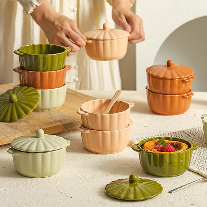 Scallop Edge Mini Cocotte Casserole Set of 4 (Soft Pink)