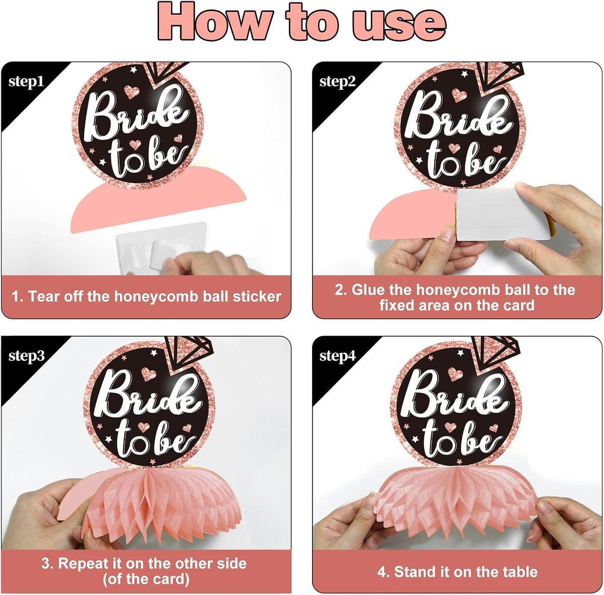 Bachelorette Party Decorations Bride To Be Honeycomb Centerpieces 8Pcs