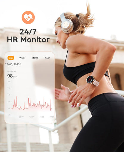 5ATM Waterproof Smart Watch for Women with 100+ Sports Modes, Pink