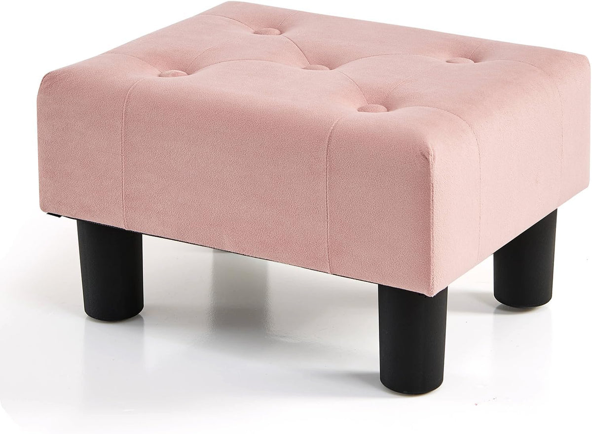 Small Foot Stool, Velvet Foot Stools with Legs, Stable Small Footstool for Living Room, Pink