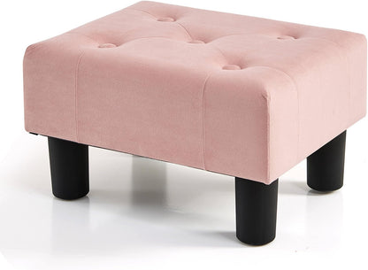 Small Foot Stool, Velvet Foot Stools with Legs, Stable Small Footstool for Living Room, Pink