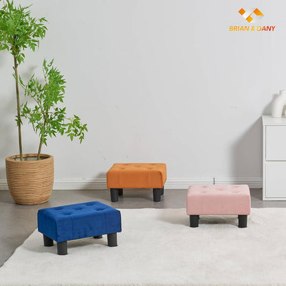 Small Foot Stool, Velvet Foot Stools with Legs, Stable Small Footstool for Living Room, Pink