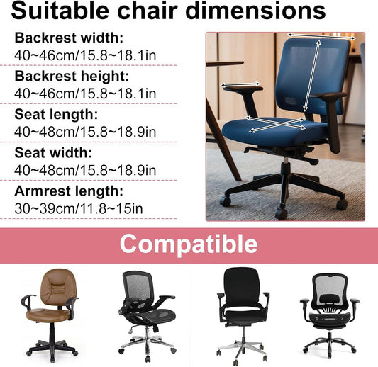 4Pcs Office Chair Covers Set Stretchable Computer Chair Covers Universal Protective Desk Armrest Slipcovers for Office Backrest Seat (Pink)