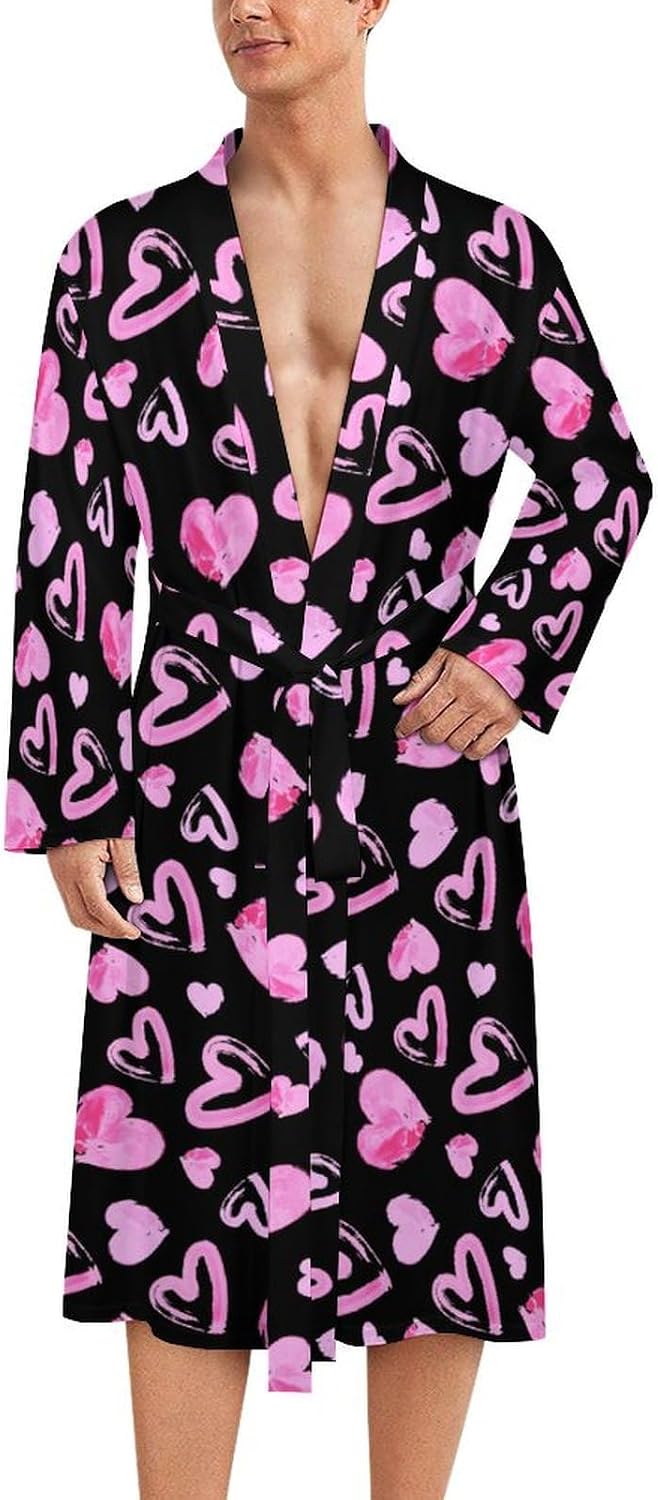 Men's Space in Cats Eyes Bath Robes Comfy Knit Bathrobes For Women Belted Spa Robe Self Tie Waist Mid-Length Pajamas