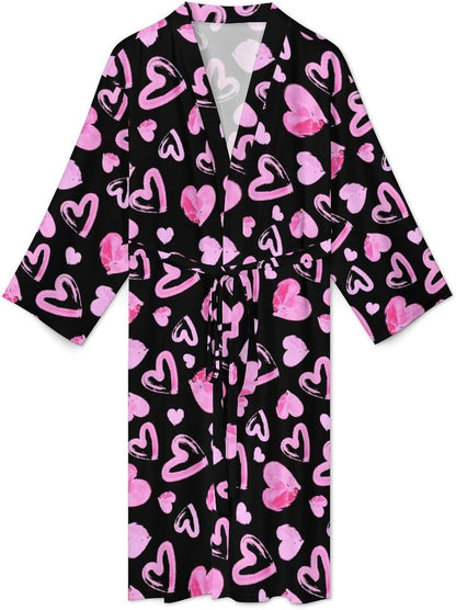 Men's Space in Cats Eyes Bath Robes Comfy Knit Bathrobes For Women Belted Spa Robe Self Tie Waist Mid-Length Pajamas