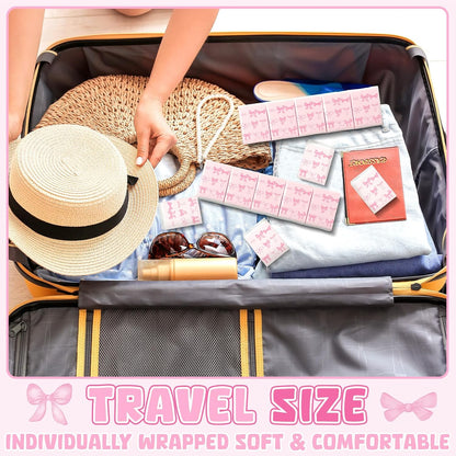 50 Pack Pink Bow Pocket Tissues Travel Packs Bulk Wedding Favor