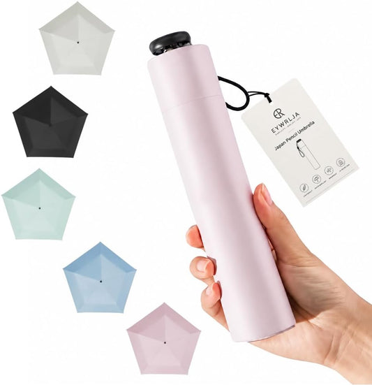 Japan Pencil Umbrella, Ultra Lightweight Compact All-Weather Umbrella Japanese Mini Tiny Travel Sports Outdoor with Upf 50+ Sun Protection Compact Folding Pocket Parasol for Handbag