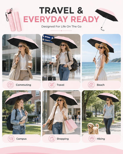 Japan Pencil Umbrella, Ultra Lightweight Compact All-Weather Umbrella Japanese Mini Tiny Travel Sports Outdoor with Upf 50+ Sun Protection Compact Folding Pocket Parasol for Handbag
