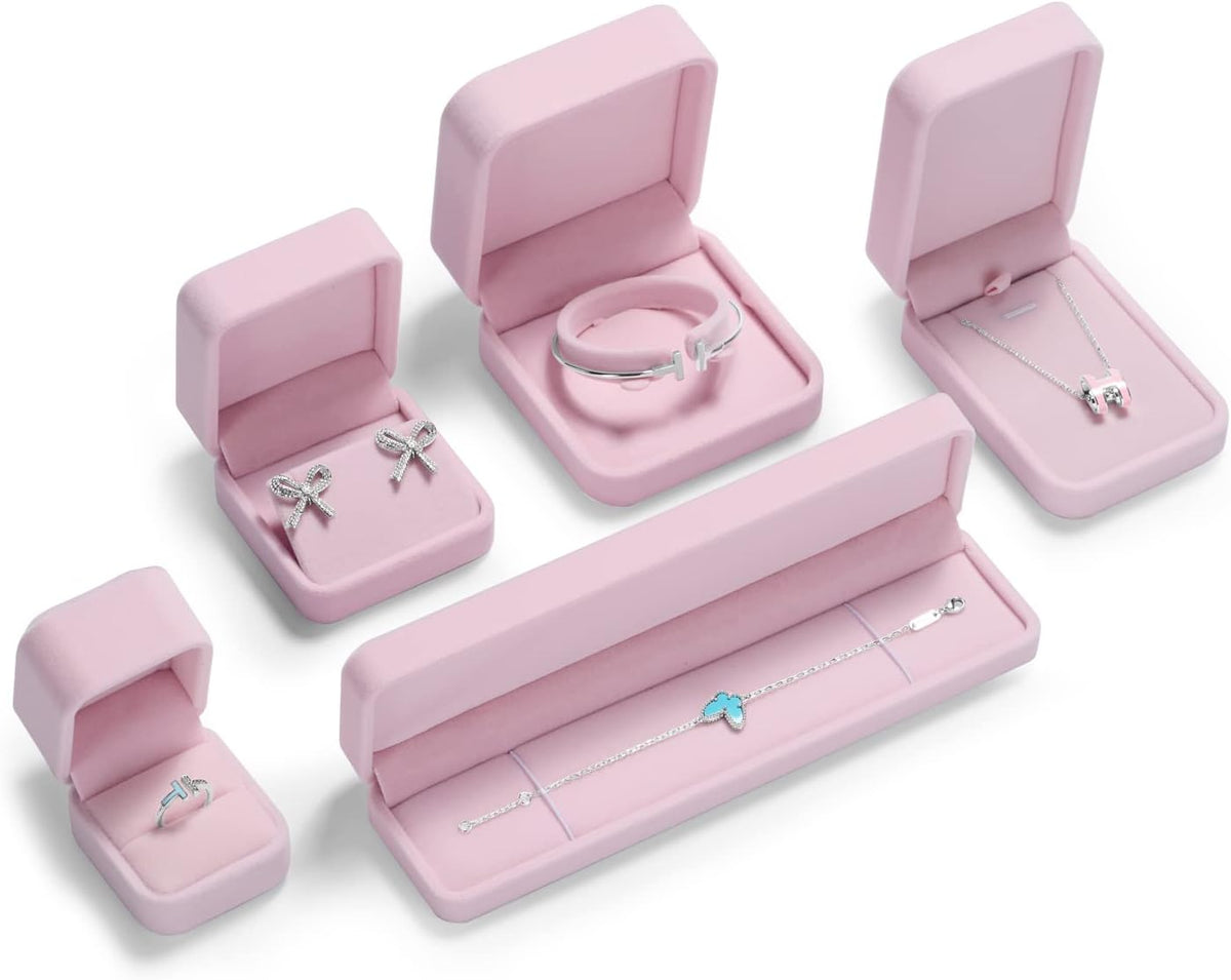 Pink Velvet Necklace/Bracelet/Long Chain Box,Great for Gifting