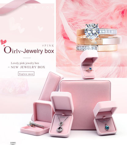 Pink Velvet Necklace/Bracelet/Long Chain Box,Great for Gifting