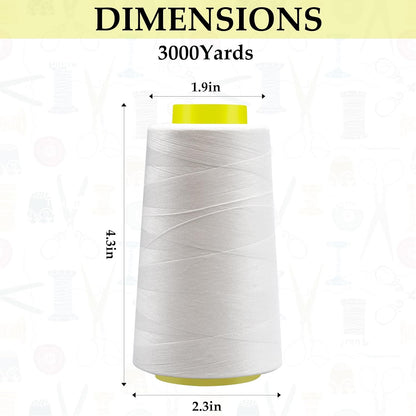 Serger Thread - 4 Cones x 3000 Yards (12,000 Yards Total) | 40S/2 Polyester All-Purpose Thread for Sergers, Overlock Machines, Quilting & Handcrafts (4 Pink)