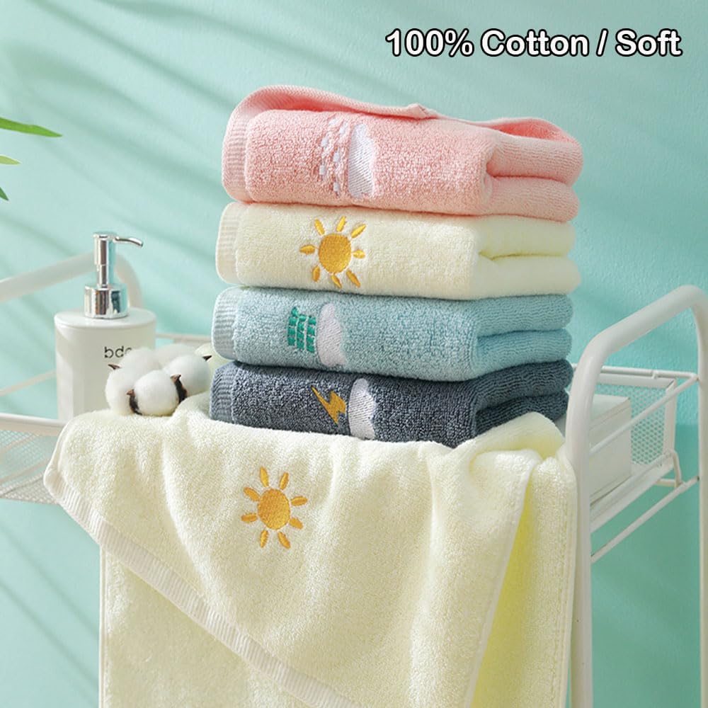 Bathroom Hand Towels Set of 4,Soft Hand Towel Soft Cotton Towel Highly Absorbent Hand Towel, Hand Towels for Bath,Kitchen, Face, Gym and Spa, Size 14" x 29"(Pink/Gray/Green/White)