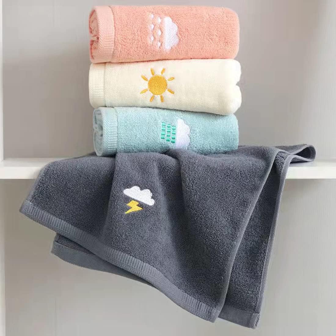 Bathroom Hand Towels Set of 4,Soft Hand Towel Soft Cotton Towel Highly Absorbent Hand Towel, Hand Towels for Bath,Kitchen, Face, Gym and Spa, Size 14" x 29"(Pink/Gray/Green/White)