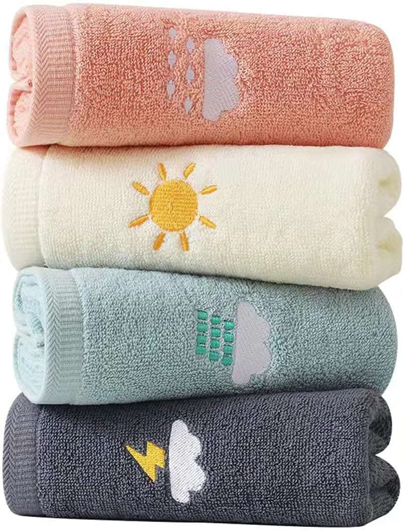 Bathroom Hand Towels Set of 4,Soft Hand Towel Soft Cotton Towel Highly Absorbent Hand Towel, Hand Towels for Bath,Kitchen, Face, Gym and Spa, Size 14" x 29"(Pink/Gray/Green/White)