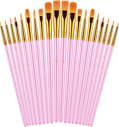 Artstorys Paint Brushes Set, 20 Pcs Acrylic Oil Watercolor Painting Brushes