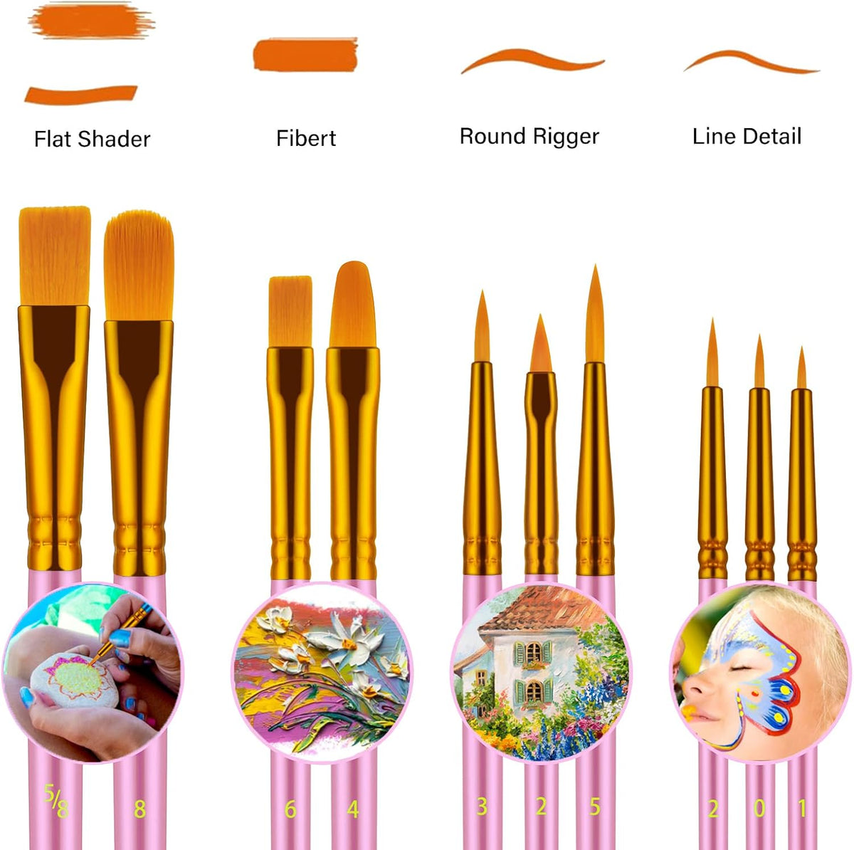 Artstorys Paint Brushes Set, 20 Pcs Acrylic Oil Watercolor Painting Brushes
