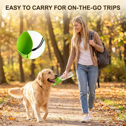 2 Pack Silicone Dog Water Bottle Attachment, Portable Slip-On Pet Water Bowl, Fits Standard Water Bottles for Walking Hiking Travel, Pink & Green