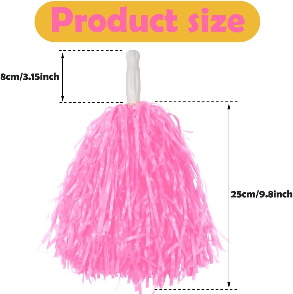 12/24/80PCS Pom Poms Cheerleading Sports Spirited Plastic Cheer Pompoms with Handles for Kids Adults Team Party Dance Cheering
