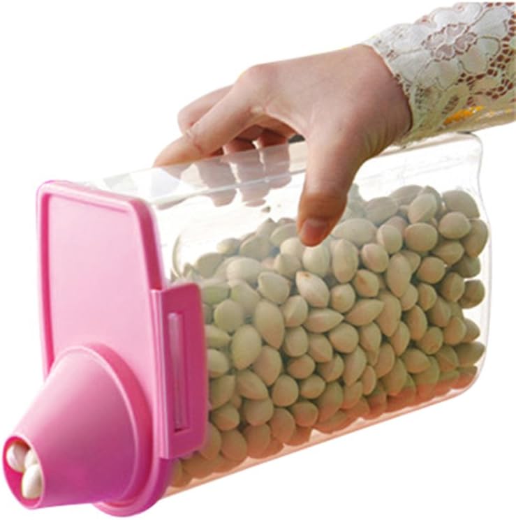 Pet Food Storage Container with Graduated Cup and Seal Buckles Food Dispenser for Dogs Cats (Pink)