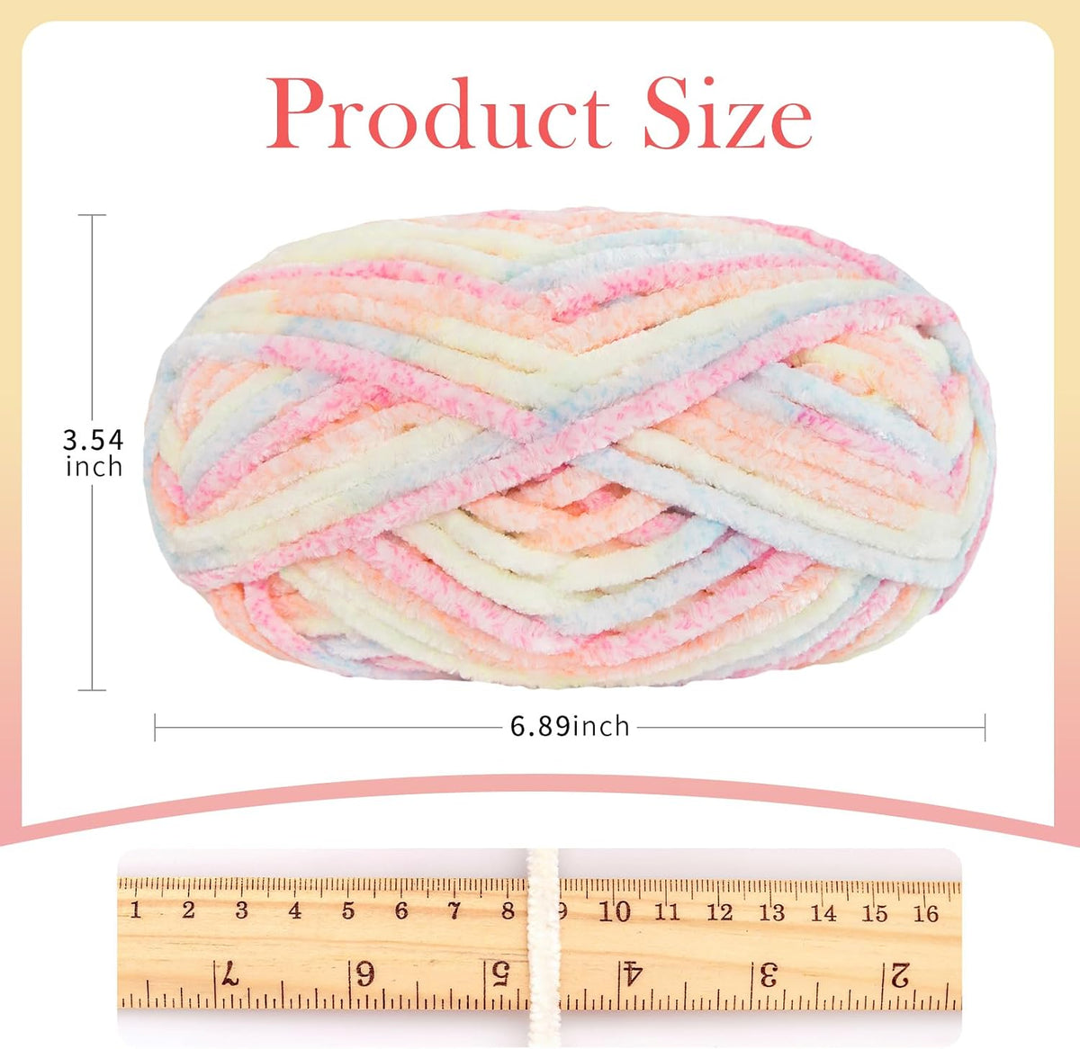 Velvet Chenille Yarn, Bulky Plush Blanket Yarn 3-Pack (107 Peach)