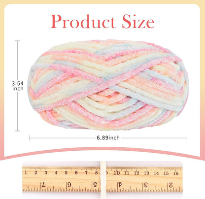 Velvet Chenille Yarn, Bulky Plush Blanket Yarn 3-Pack (107 Peach)