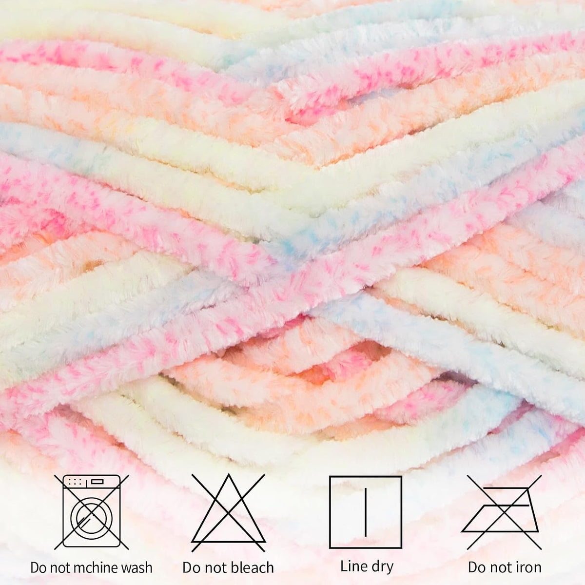 Velvet Chenille Yarn, Bulky Plush Blanket Yarn 3-Pack (107 Peach)