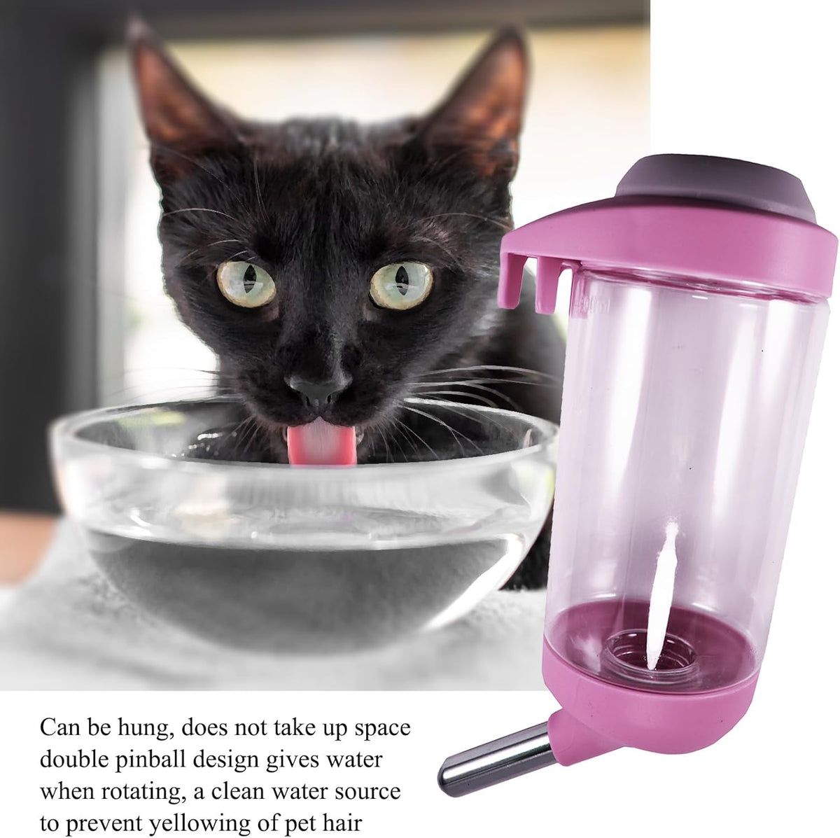 Dog Crate Water Bottle Dispenser - No Drip Dog Kennel Water Dispenser & Cage Bottle - Easy-to-Use Water Bottle for Cat Crate - Perfect for Keeping Your Pet Hydrated (Pink)-350ML