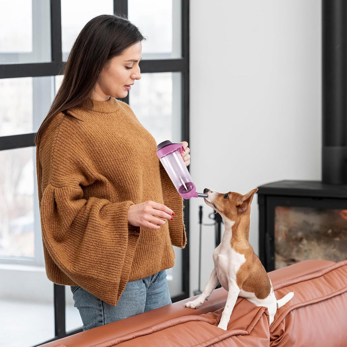Dog Crate Water Bottle Dispenser - No Drip Dog Kennel Water Dispenser & Cage Bottle - Easy-to-Use Water Bottle for Cat Crate - Perfect for Keeping Your Pet Hydrated (Pink)-350ML