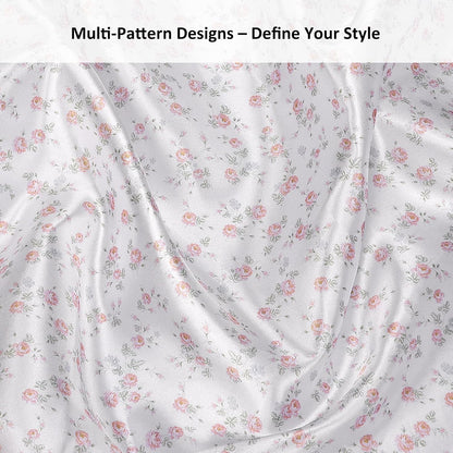 Silky Satin Pillowcase with Zipper Closure, Polyester Satin Pillow Cover for Hair, Smooth Floral Pattern with Pink Rose Floral, 20" x 26"
