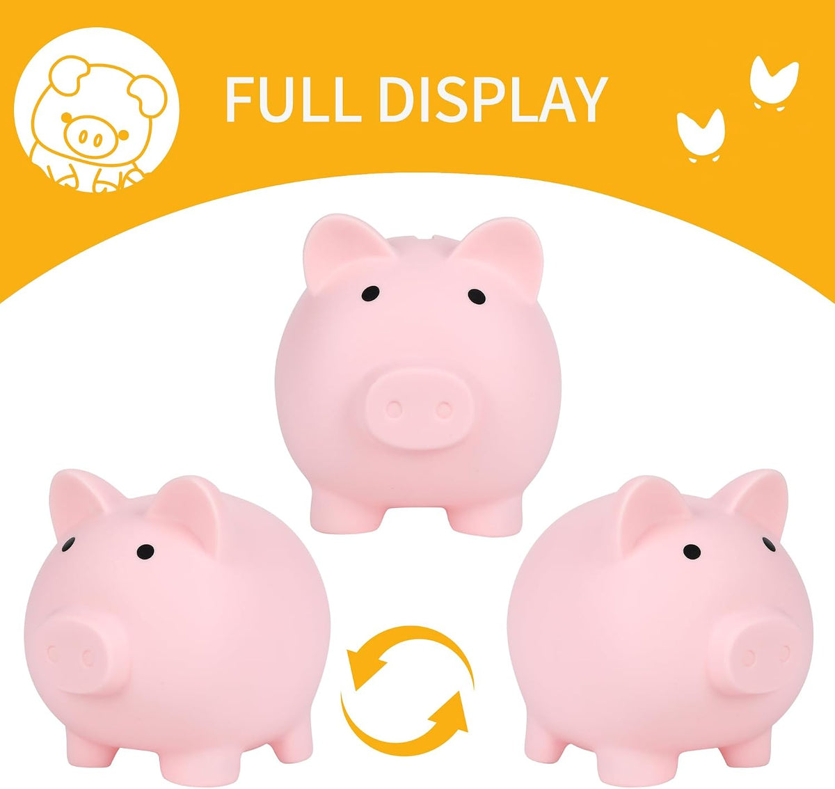 Piggy Bank for Kids, Plastic Coin Bank, Unbreakable Money Banks（Pink）