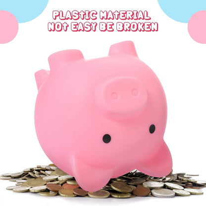 Piggy Bank for Kids, Plastic Coin Bank, Unbreakable Money Banks（Pink）
