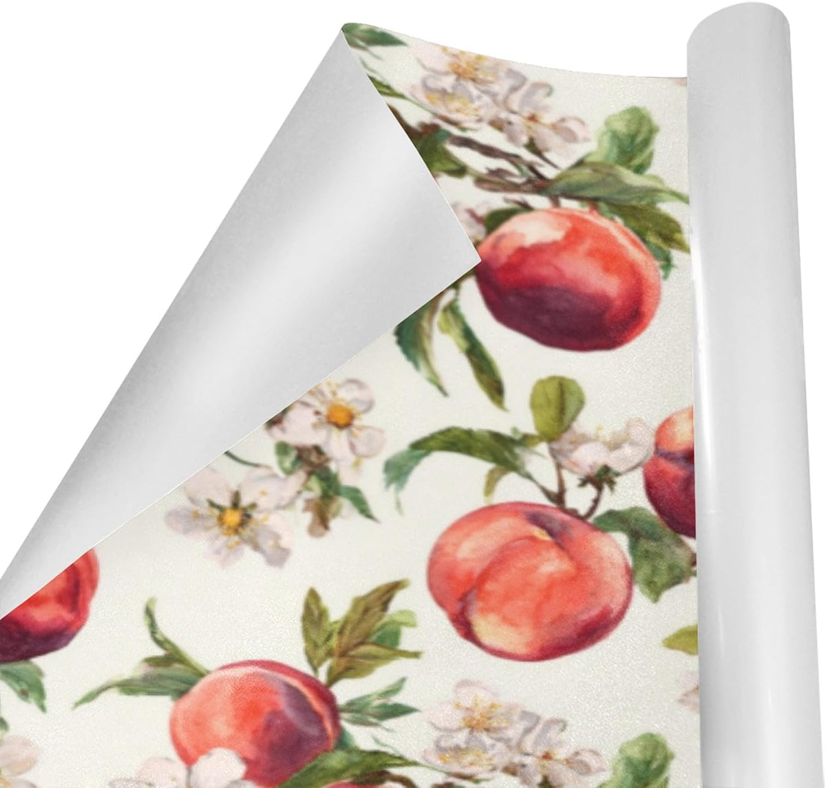 3 Rolls Birthday Wrapping Paper Roll - Watercolor Peaches Design Gift Wrapping Paper for Christmas, Bridal, Holiday, Party, Baby Shower - 58 x 22.8 inch