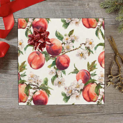 3 Rolls Birthday Wrapping Paper Roll - Watercolor Peaches Design Gift Wrapping Paper for Christmas, Bridal, Holiday, Party, Baby Shower - 58 x 22.8 inch