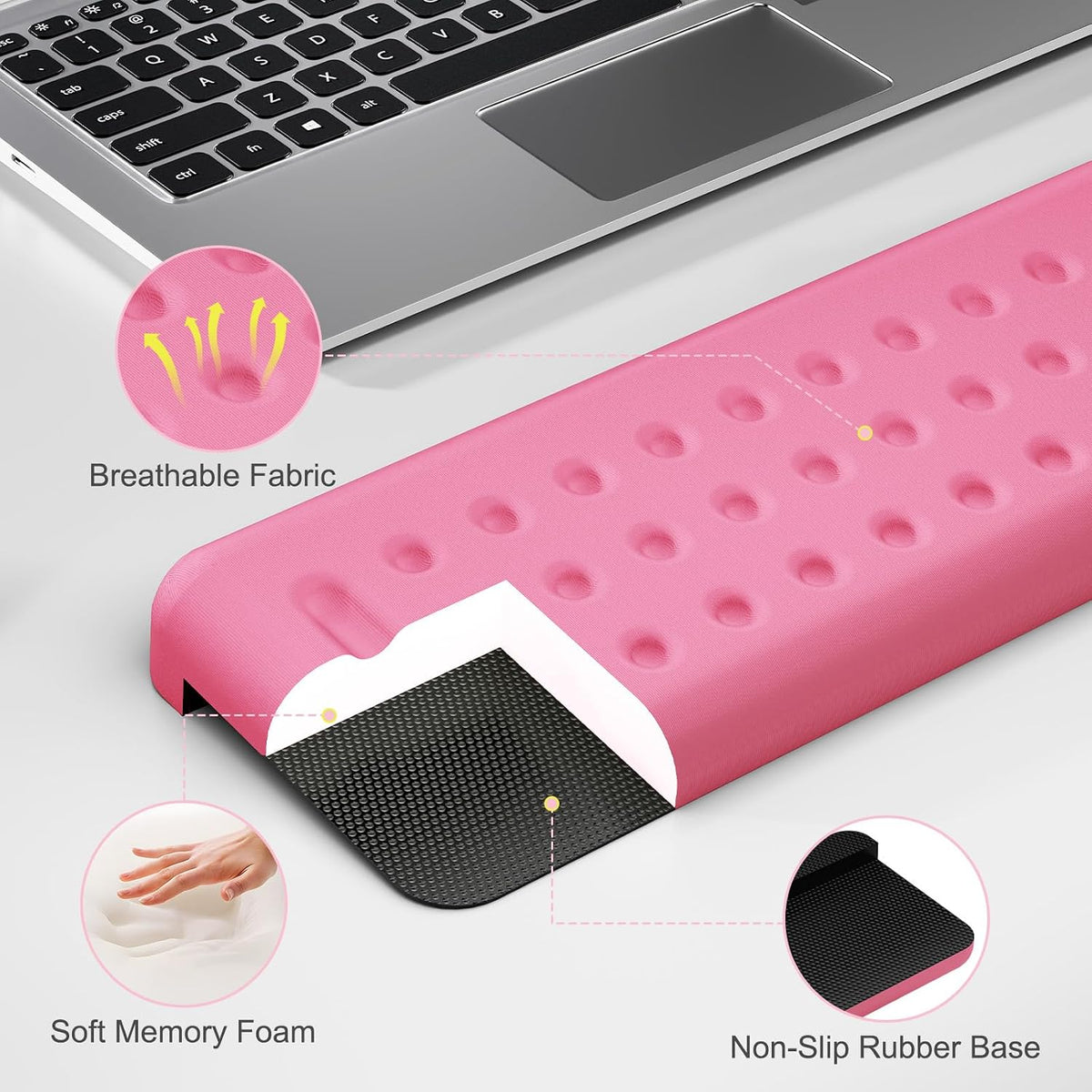 L-Shaped Desk Elbow Pads for Desk, Pink Memory Foam Arm Rest