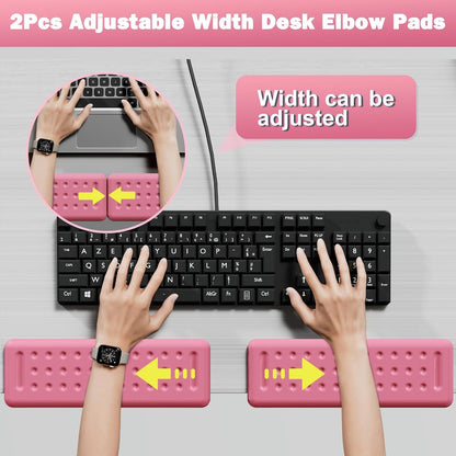 L-Shaped Desk Elbow Pads for Desk, Pink Memory Foam Arm Rest