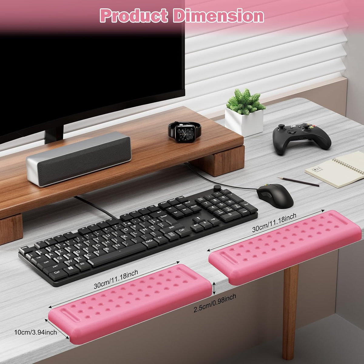 L-Shaped Desk Elbow Pads for Desk, Pink Memory Foam Arm Rest