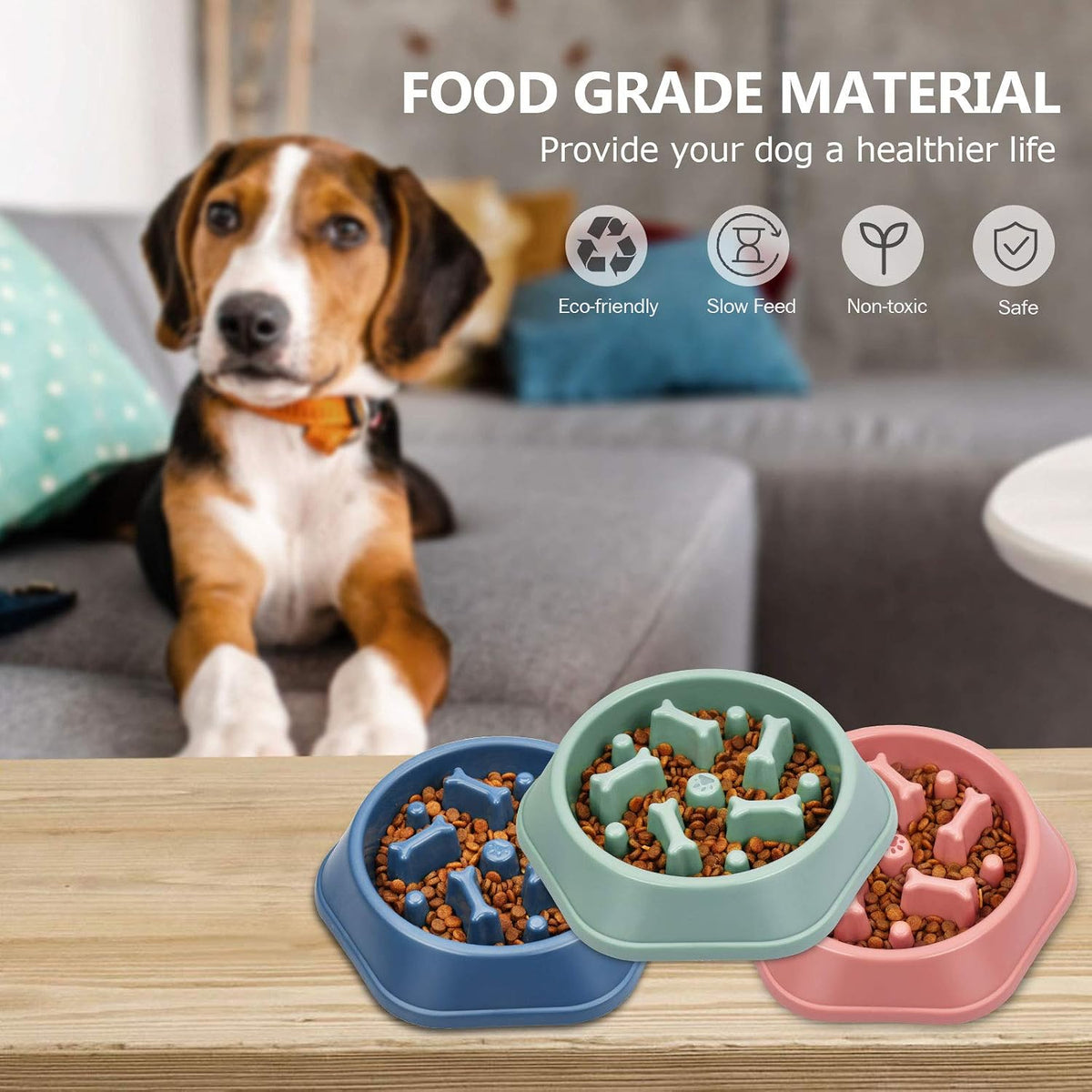 Slow Feeder Dog Bowl Anti-Chocking Slower Feeding Pet Puzzle Bowls