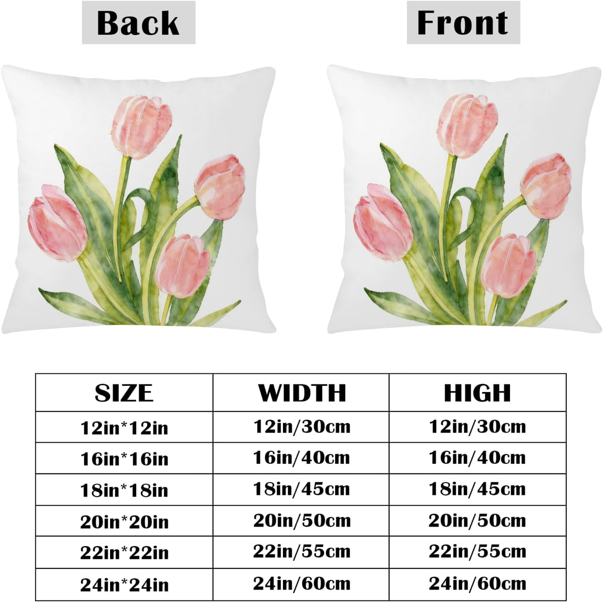 Spring Floral Pillow Covers 18x18 Set of 2 Pink Tulip Throw Pillow Covers Summer Flower Farmhouse Decorative Throw Pillows for Home Couch Sofa Bed Decor
